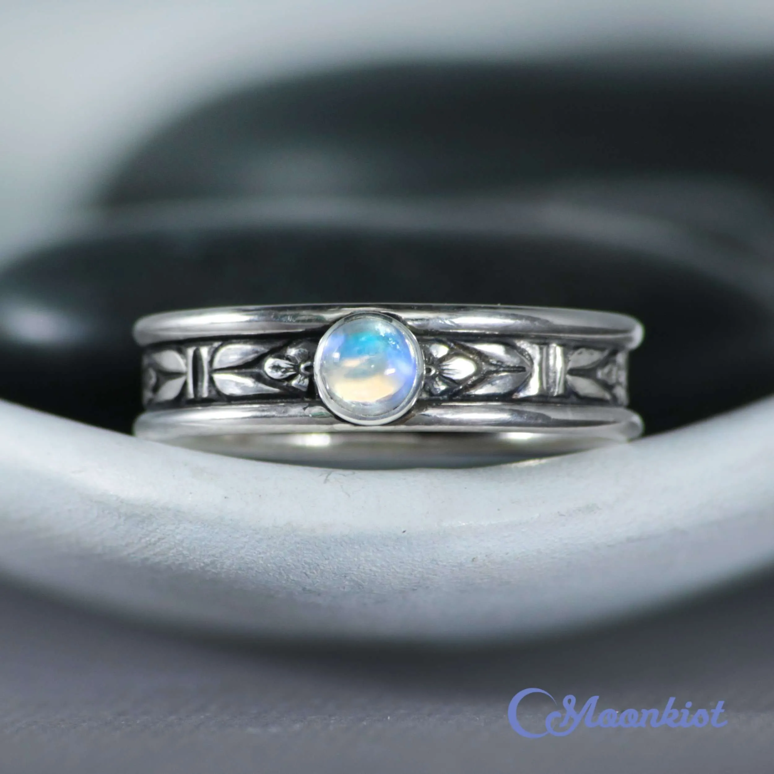 Moonstone Forget Me Not Silver Couples Rings | Moonkist Designs