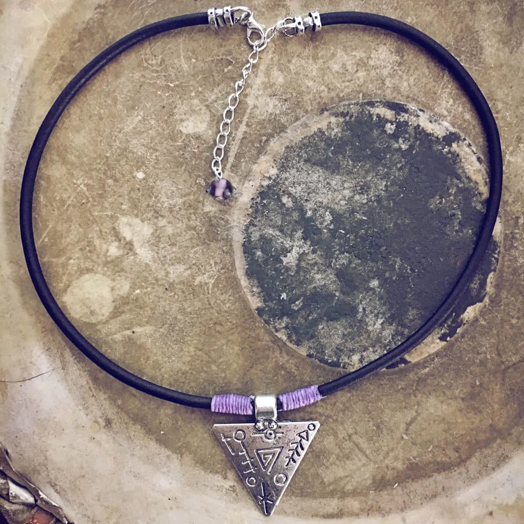 mystic triangle // leather choker necklace