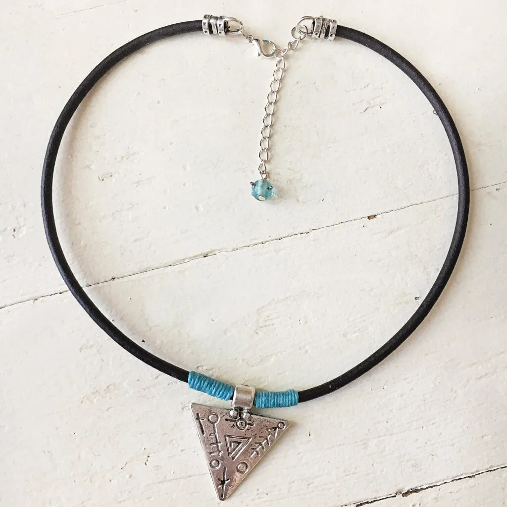 mystic triangle // leather choker necklace