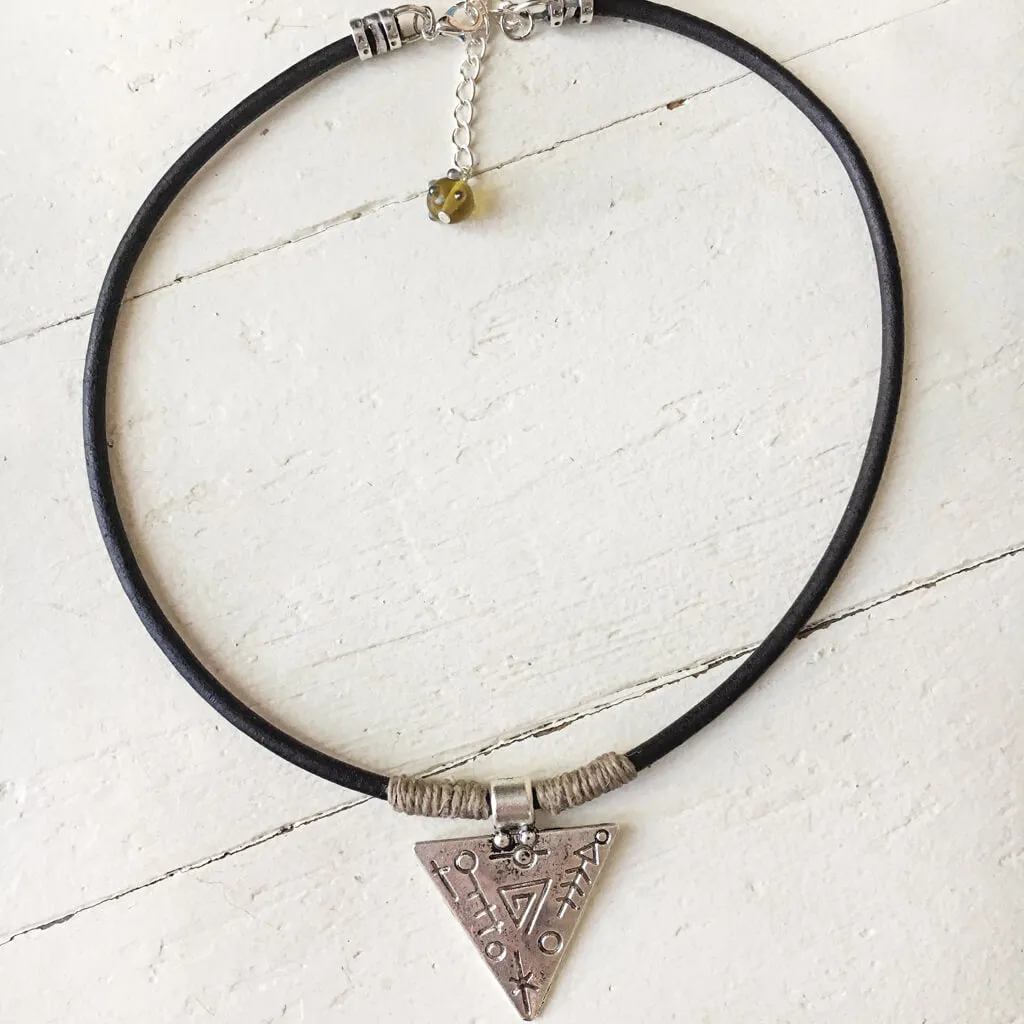 mystic triangle // leather choker necklace