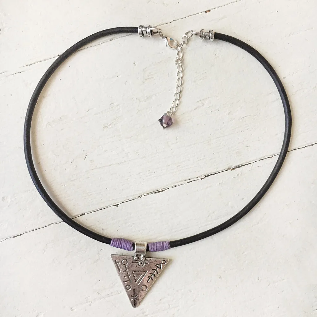 mystic triangle // leather choker necklace