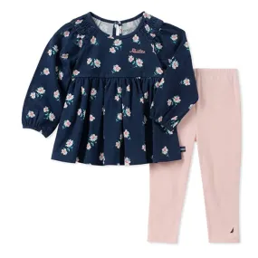 Nautica Sets Girls' 2 Pieces T-Shirt & Leggings Set Navy/Pink