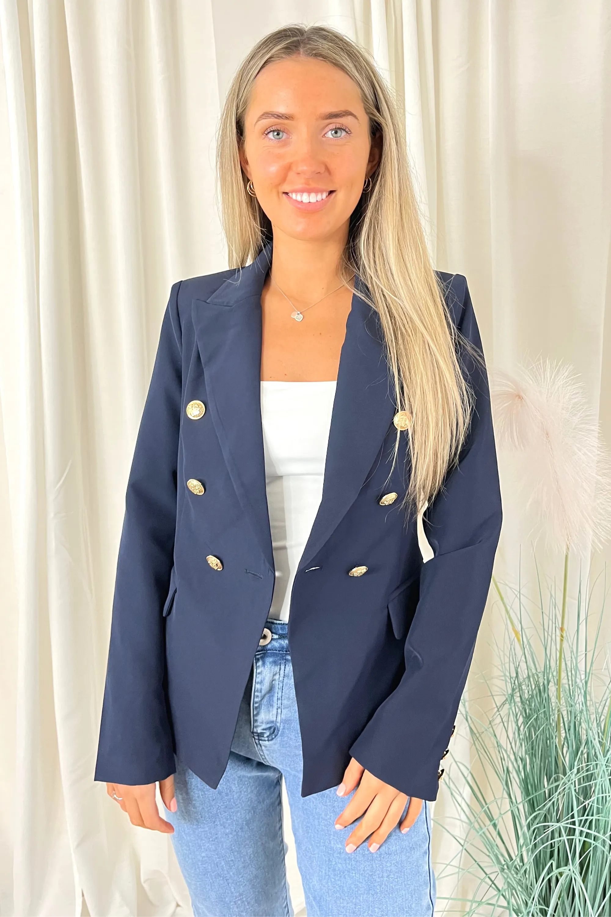 Navy Golden Buttons Double Breast Blazer