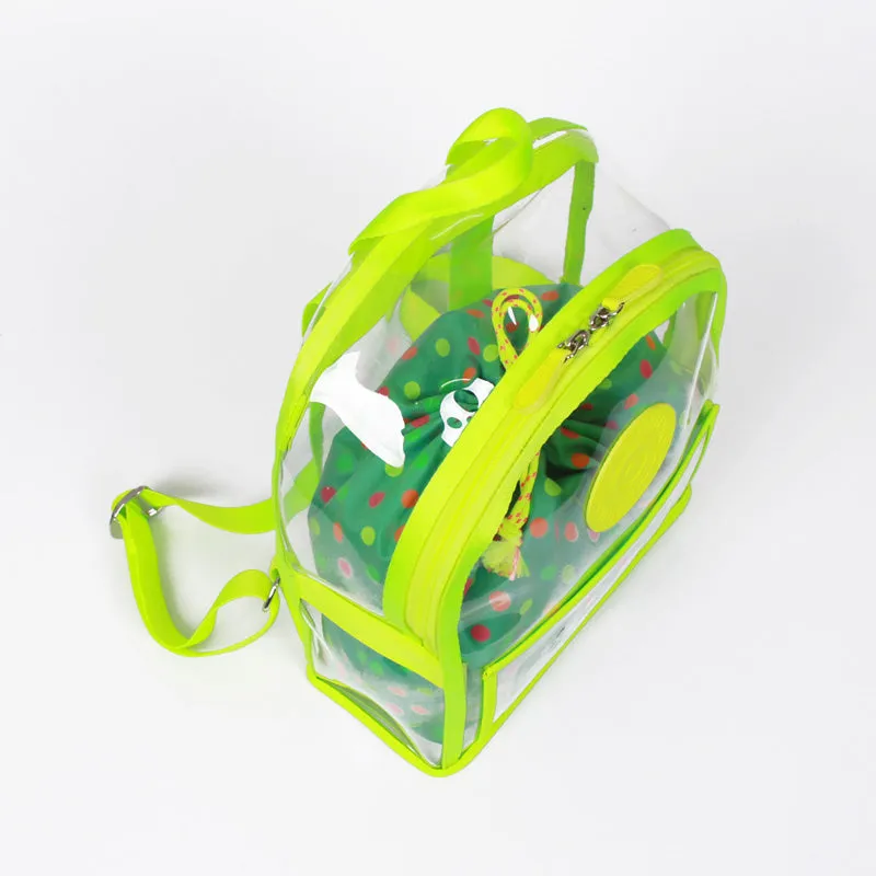 neon green clear backpack