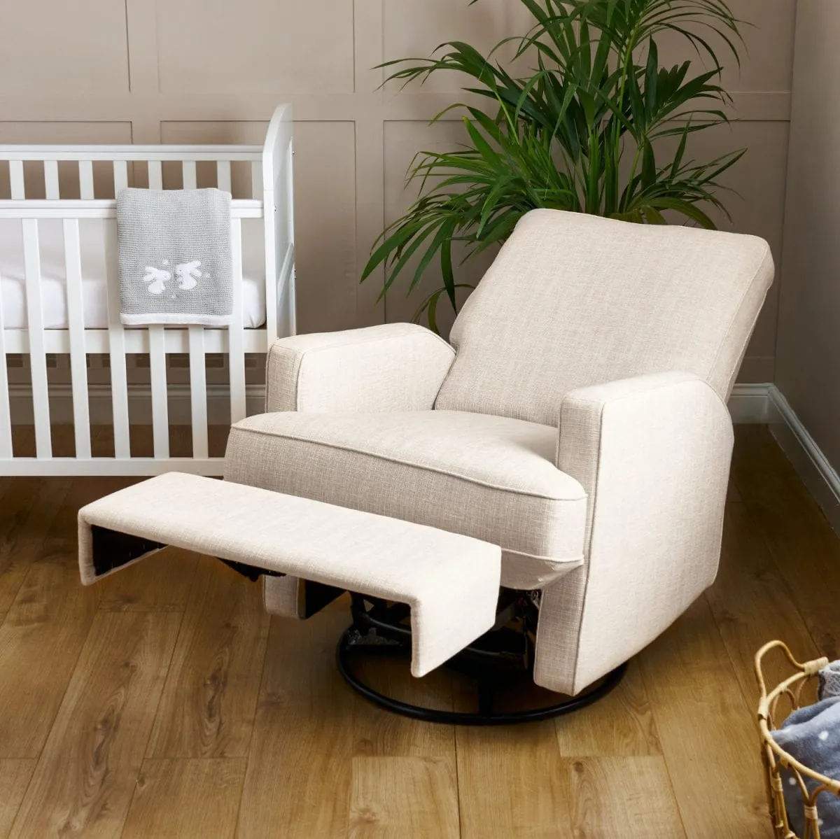 Obaby Madison Swivel Glider Recliner Chair - Oatmeal