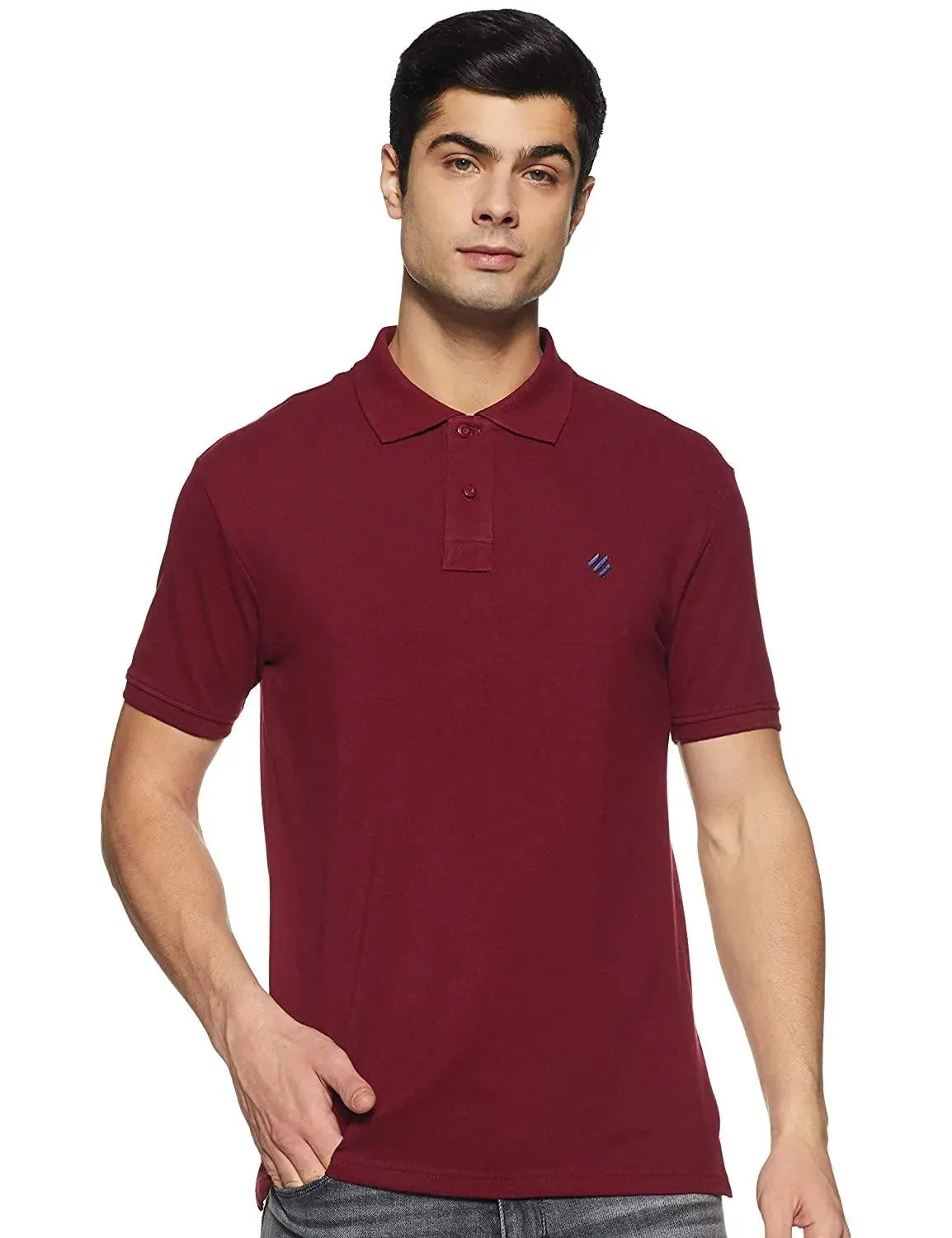 ONN Men's Cotton Polo T-Shirt (Pack of 2) in Solid Grey Melange-Maroon colours