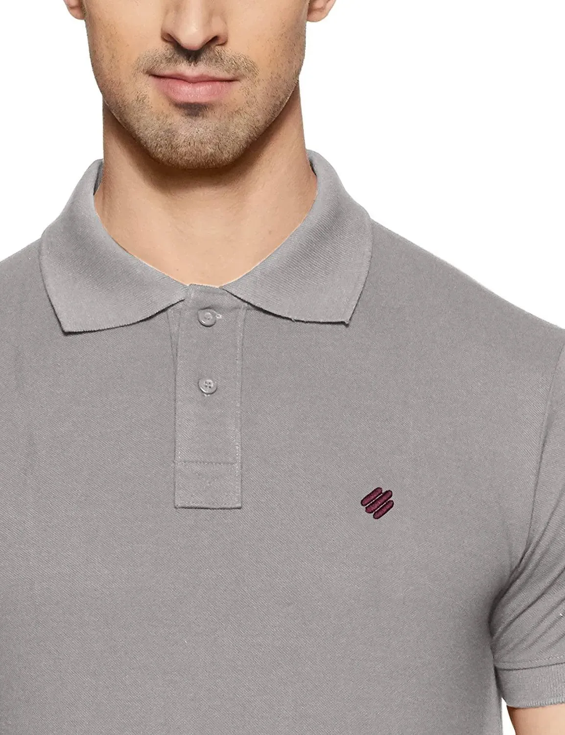 ONN Men's Cotton Polo T-Shirt (Pack of 2) in Solid Grey Melange-Maroon colours