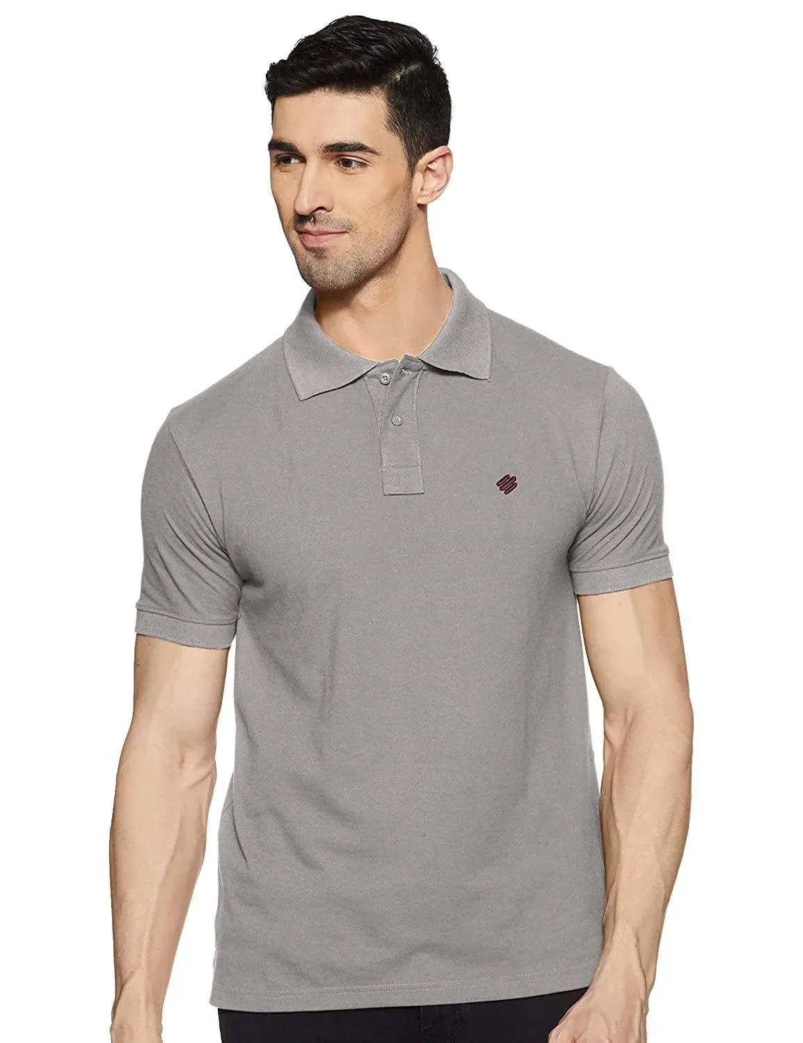 ONN Men's Cotton Polo T-Shirt (Pack of 2) in Solid Grey Melange-Maroon colours