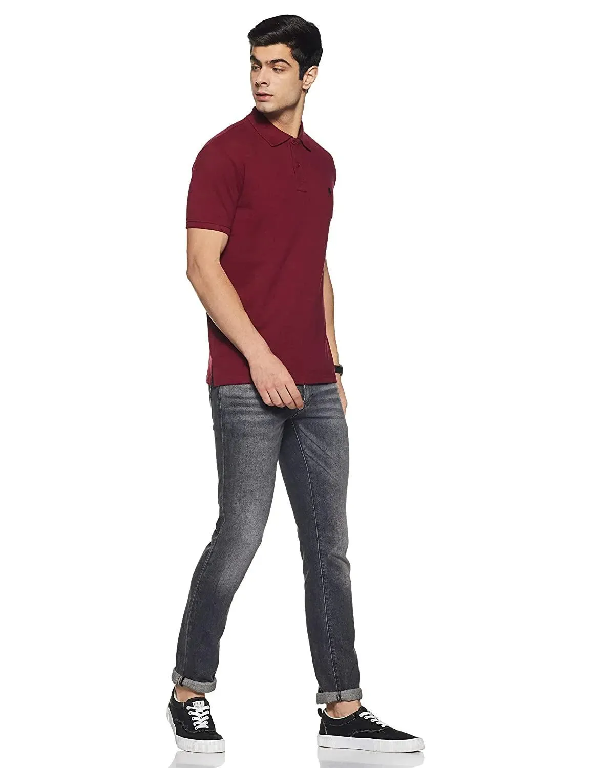 ONN Men's Cotton Polo T-Shirt (Pack of 2) in Solid Grey Melange-Maroon colours