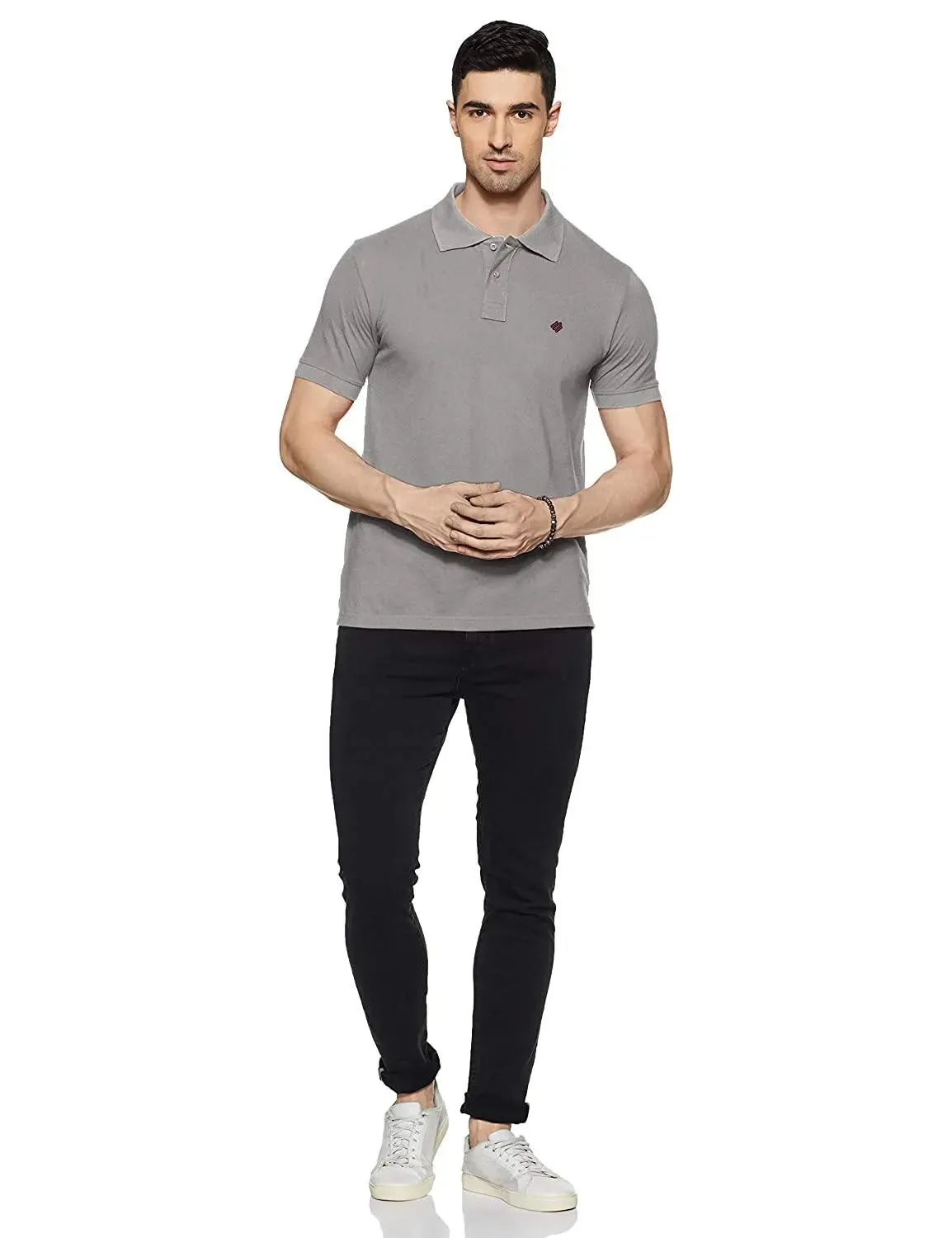 ONN Men's Cotton Polo T-Shirt (Pack of 2) in Solid Grey Melange-Maroon colours