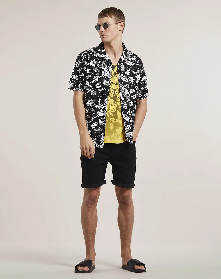 ORVAR PRINTED MENS VEST | BLACK YELLOW