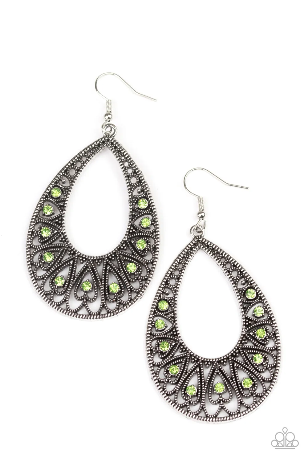 Paparazzi Love To Be Loved - Green Earrings