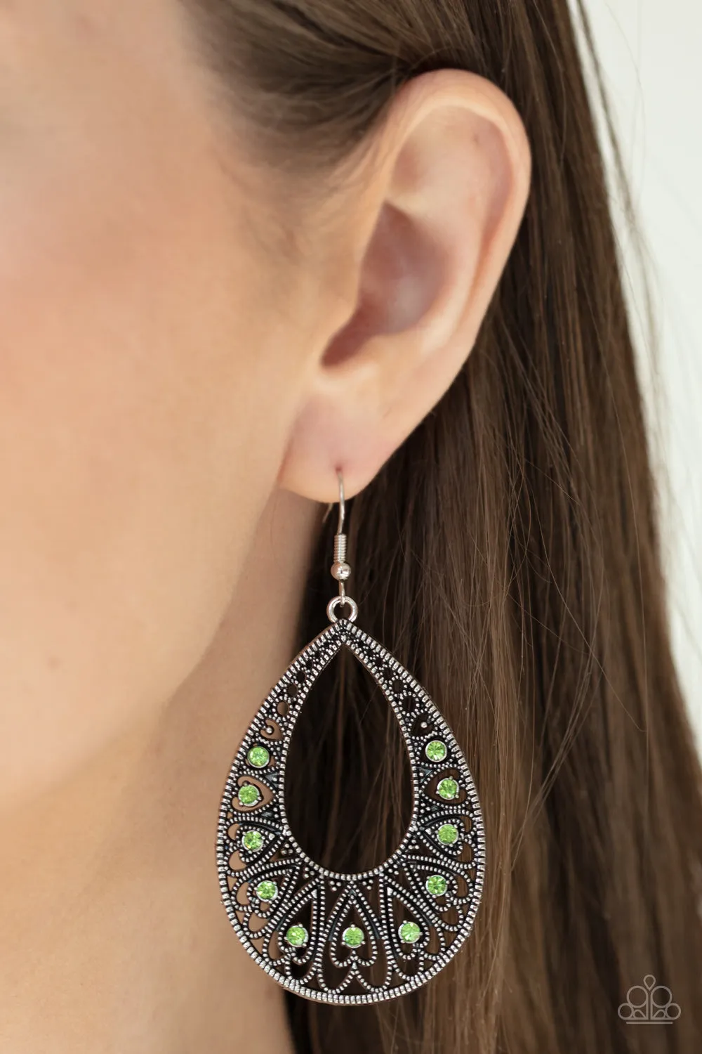 Paparazzi Love To Be Loved - Green Earrings