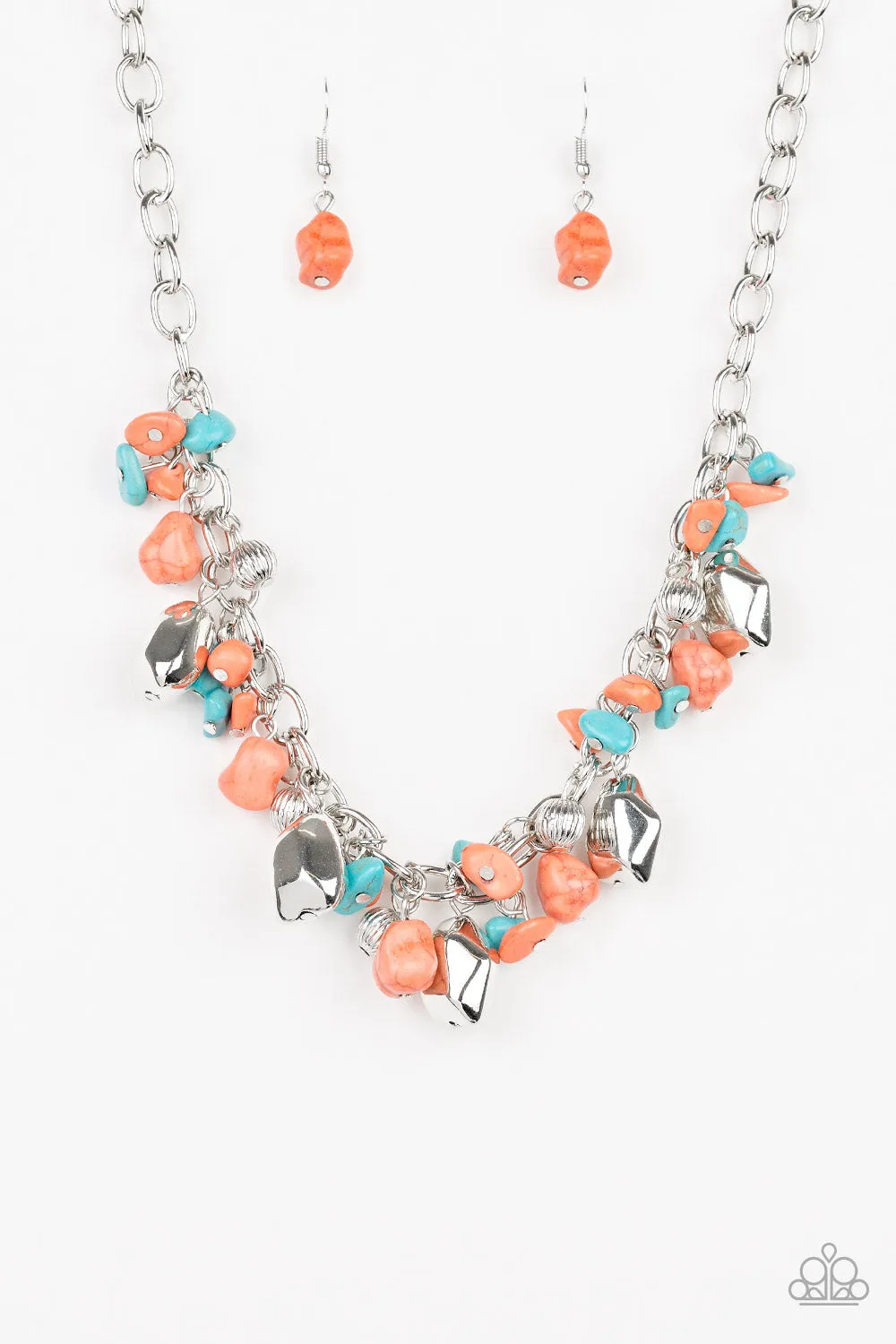 Paparazzi Quarry Trail - Orange Blue Multi Necklace