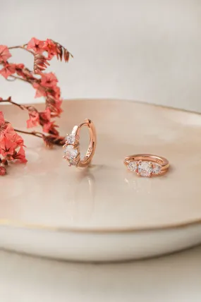 Past Present And Future Rose Gold Plated Sterling Silver Hoop Earrings