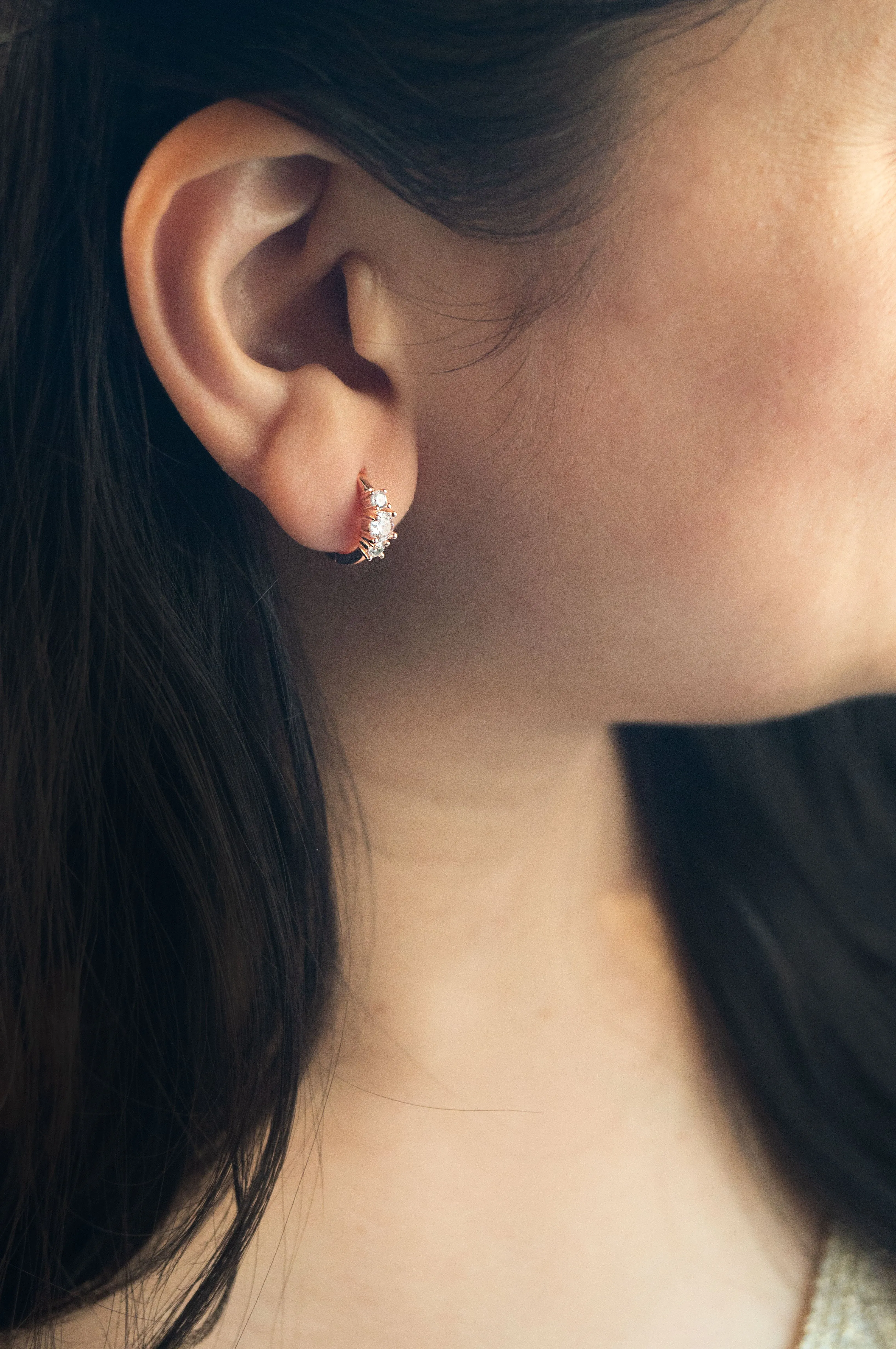 Past Present And Future Rose Gold Plated Sterling Silver Hoop Earrings