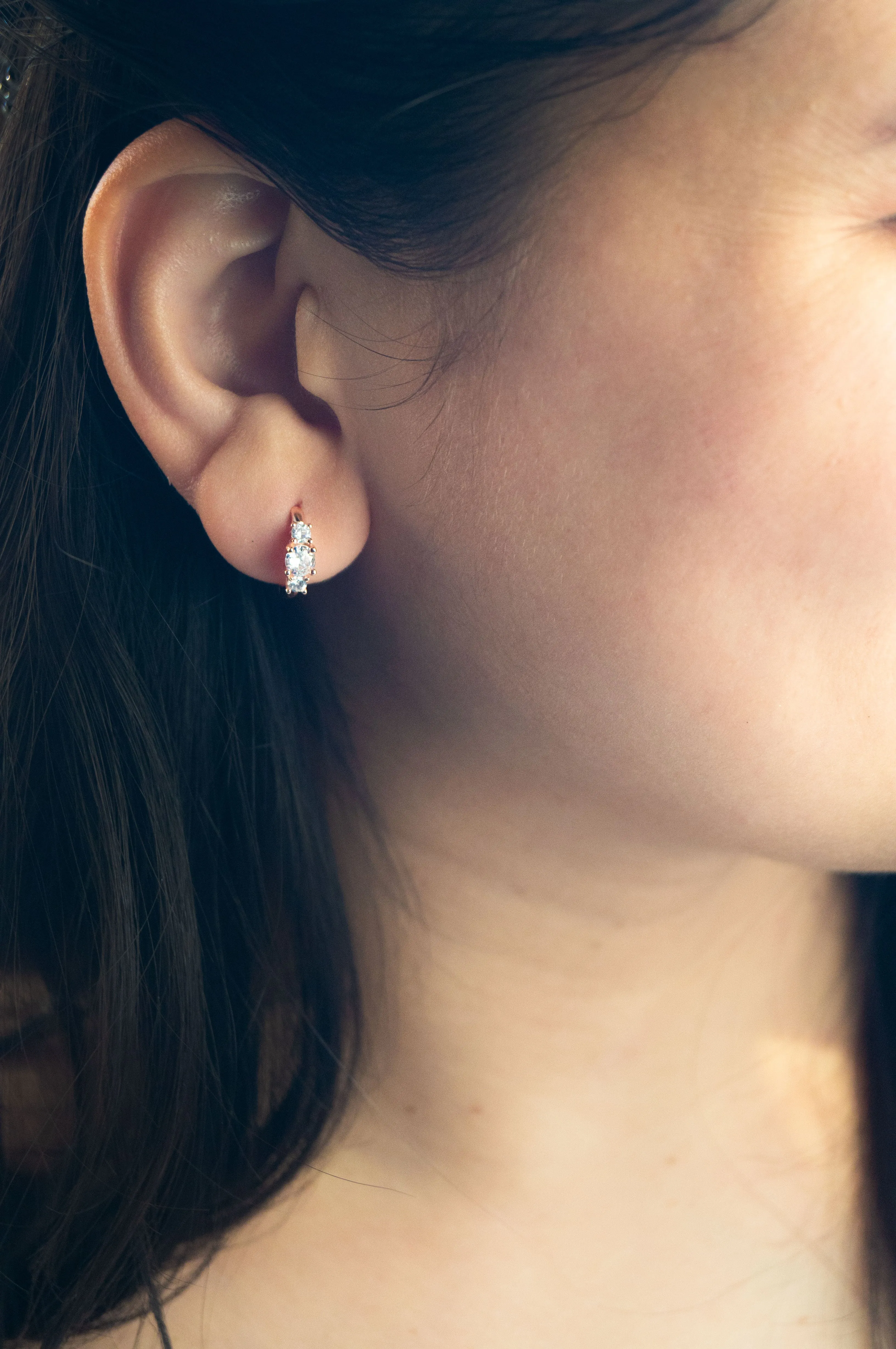 Past Present And Future Rose Gold Plated Sterling Silver Hoop Earrings