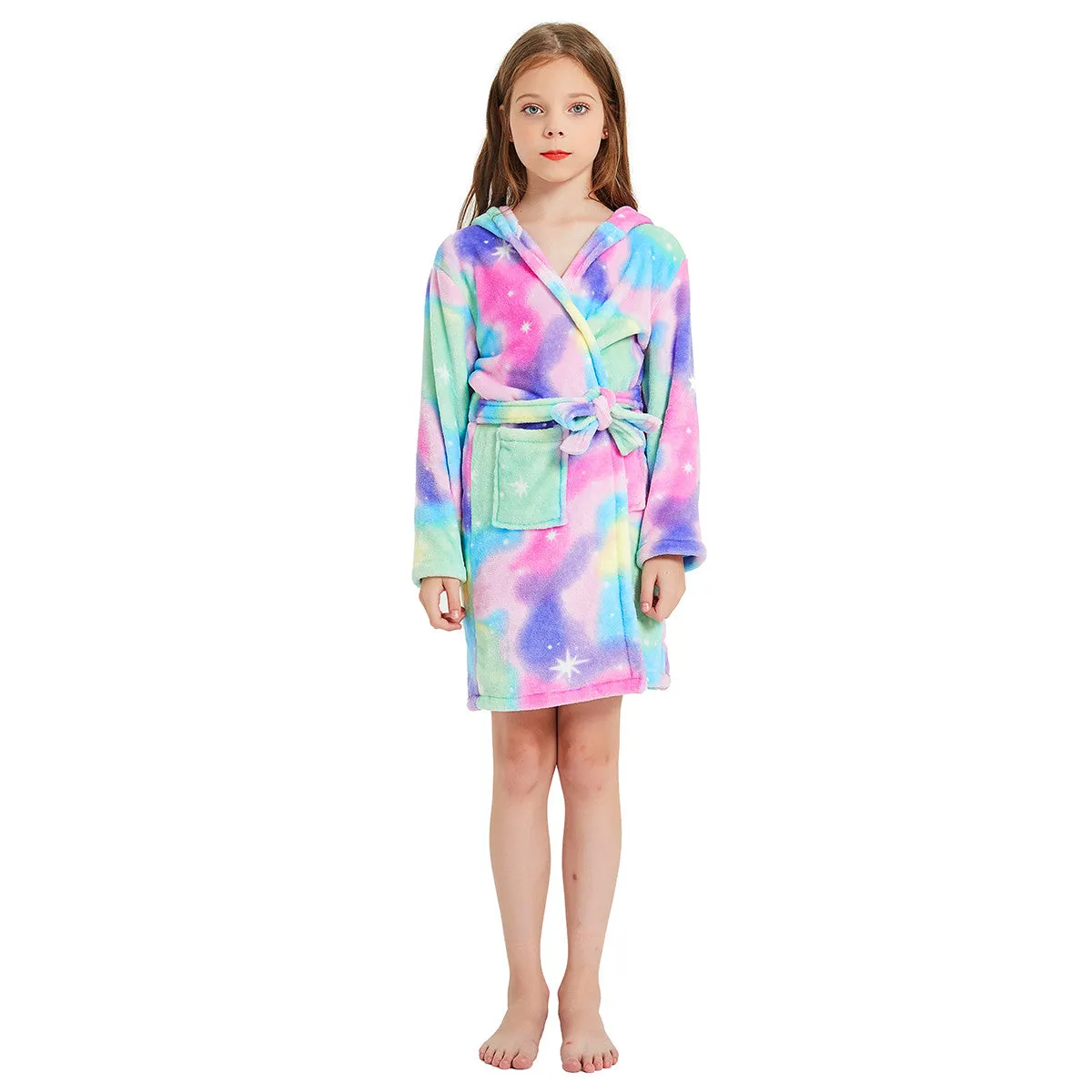 Pastel Rainbow Unicorn Kids Bathrobe