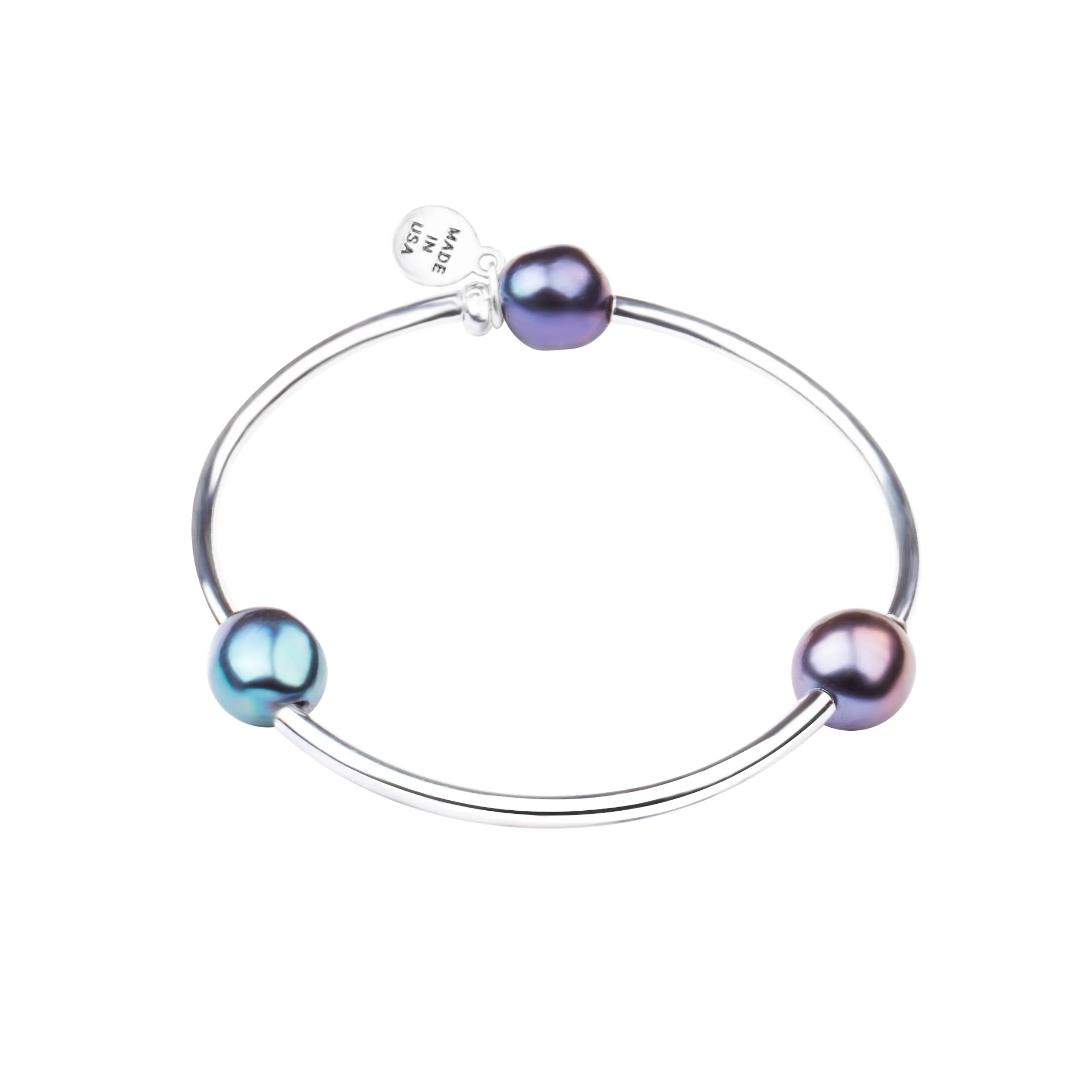 Pearl Tube Soft Bangle Bracelet | Peacock