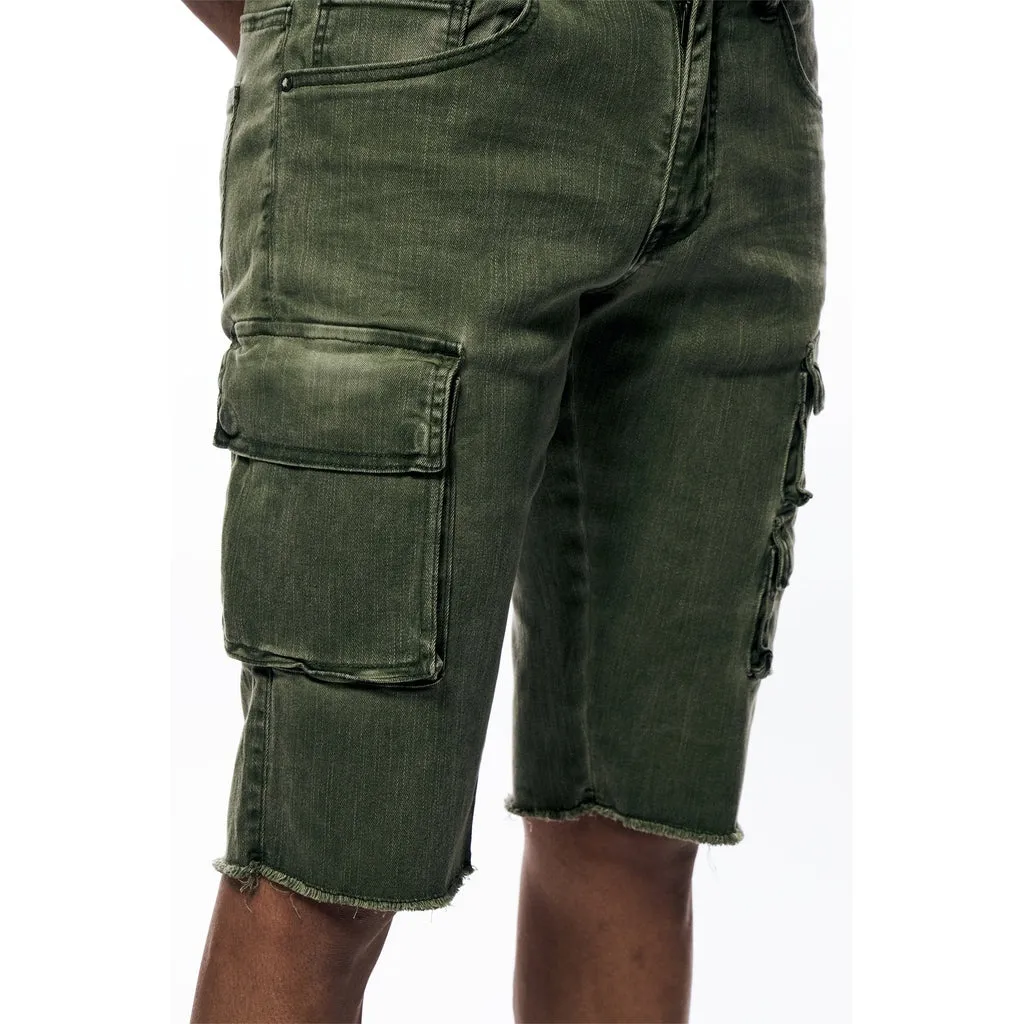 Pigment Dyed Twill Utility Shorts - Vintage Army