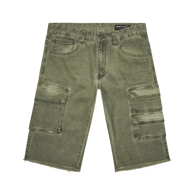 Pigment Dyed Twill Utility Shorts - Vintage Army