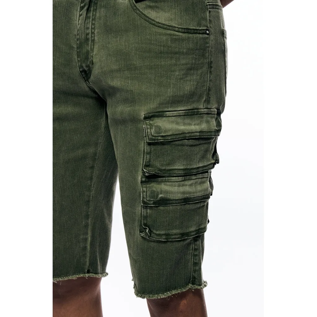 Pigment Dyed Twill Utility Shorts - Vintage Army