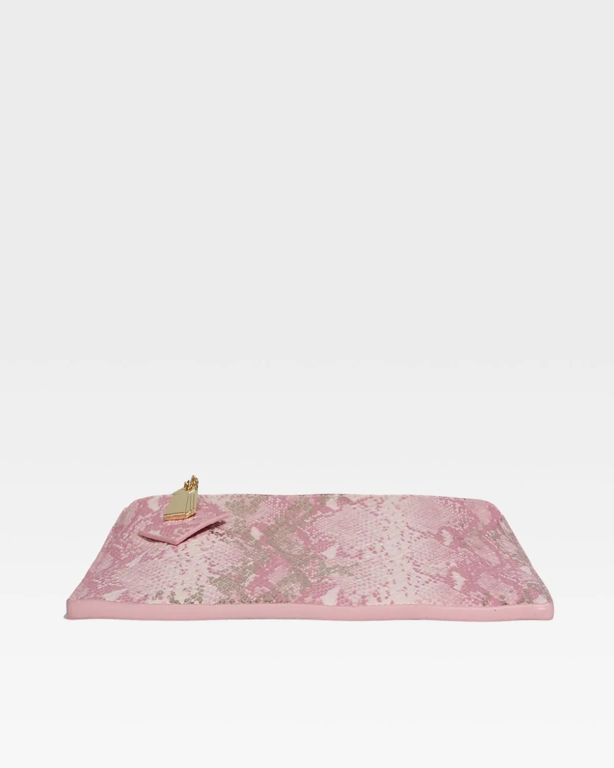 Pink Faux Python Clutch Handbag