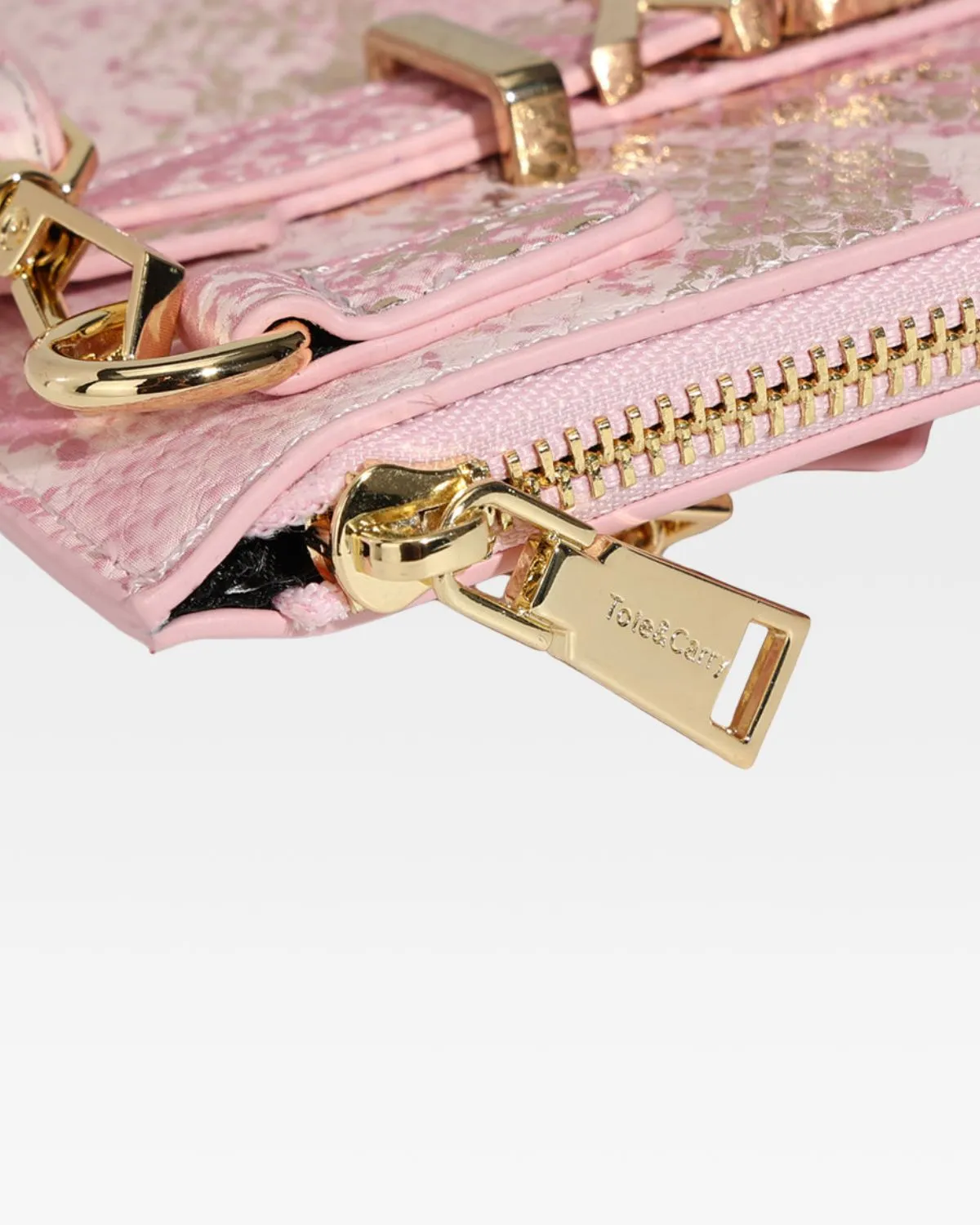 Pink Faux Python Clutch Handbag