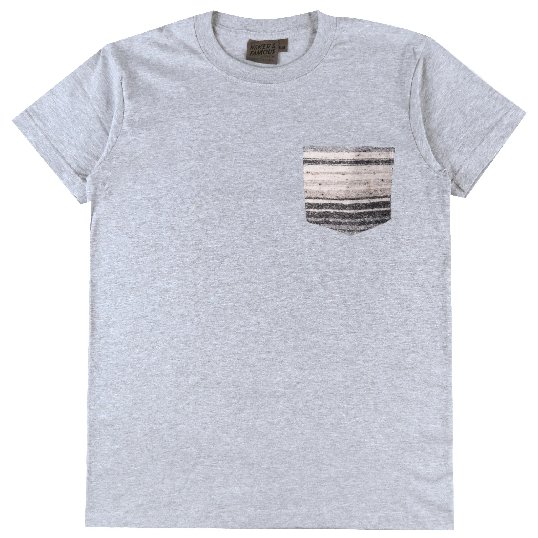 Pocket Tee - Heather Grey   Heavyweight Stripe Grey