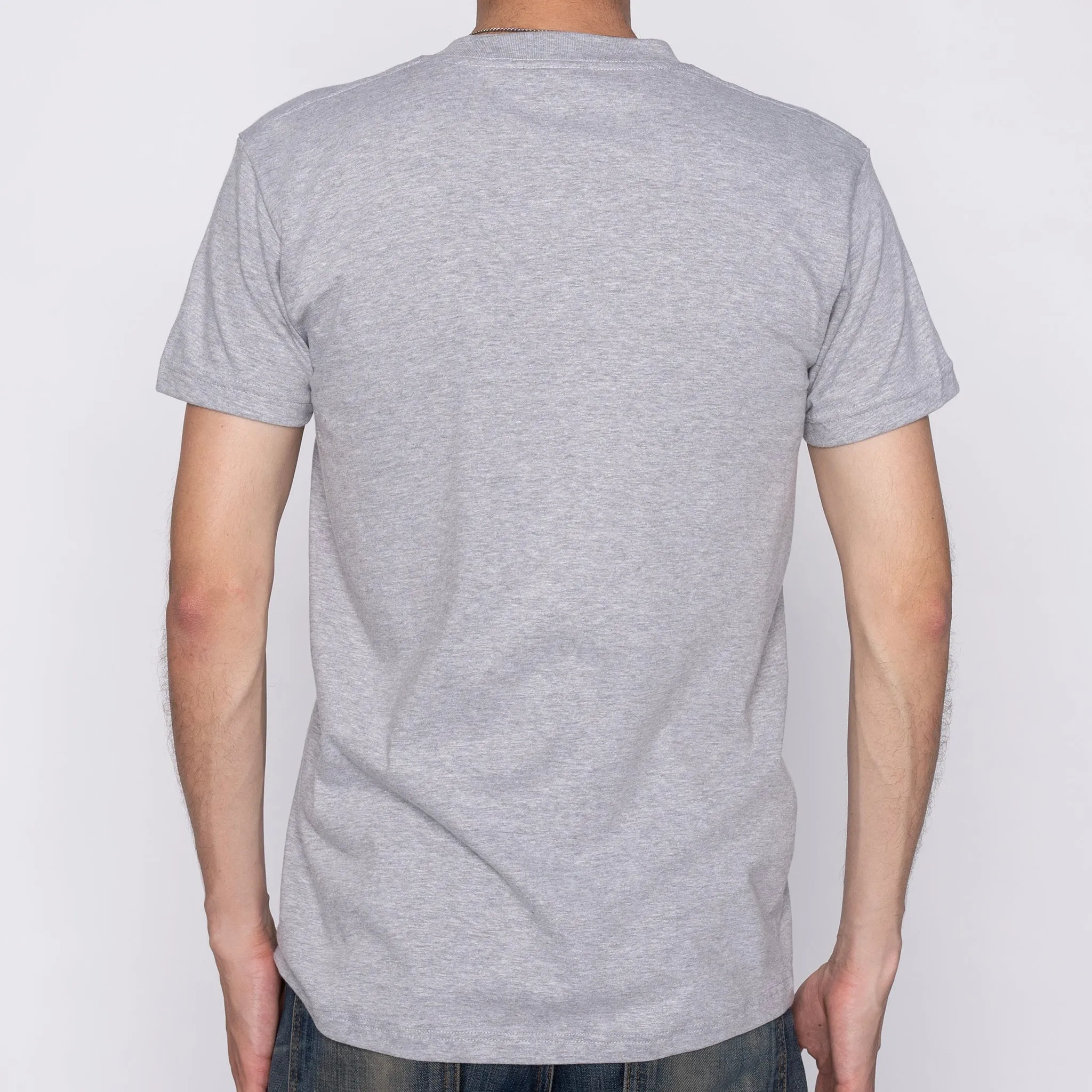 Pocket Tee - Heather Grey   Heavyweight Stripe Grey