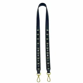 PRADA Jewel-Embellished Leather Handbag Strap - Black