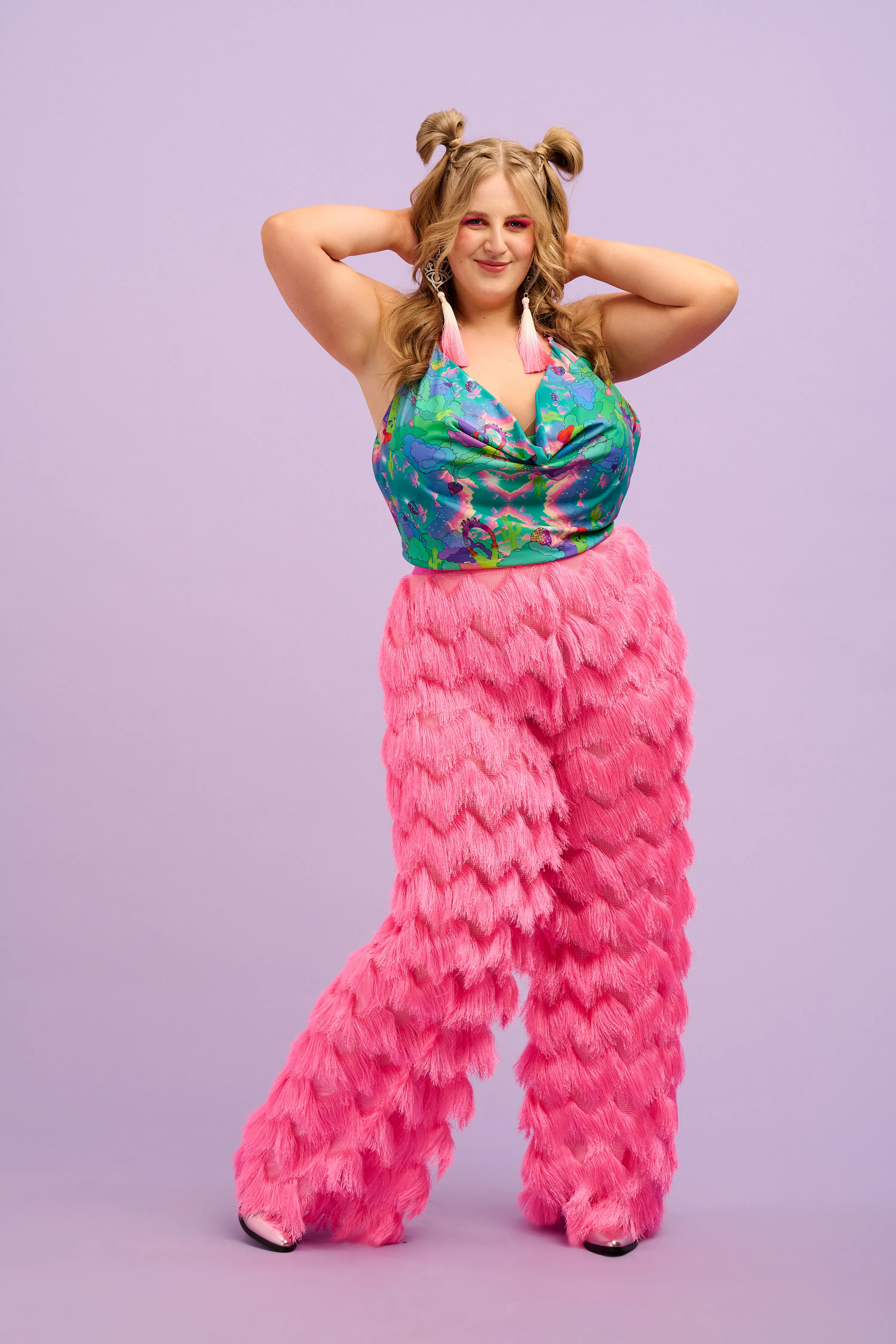 PRE-ORDER - Intergalactic Rodeo - Dallas Fringed Trousers in Hot Pink