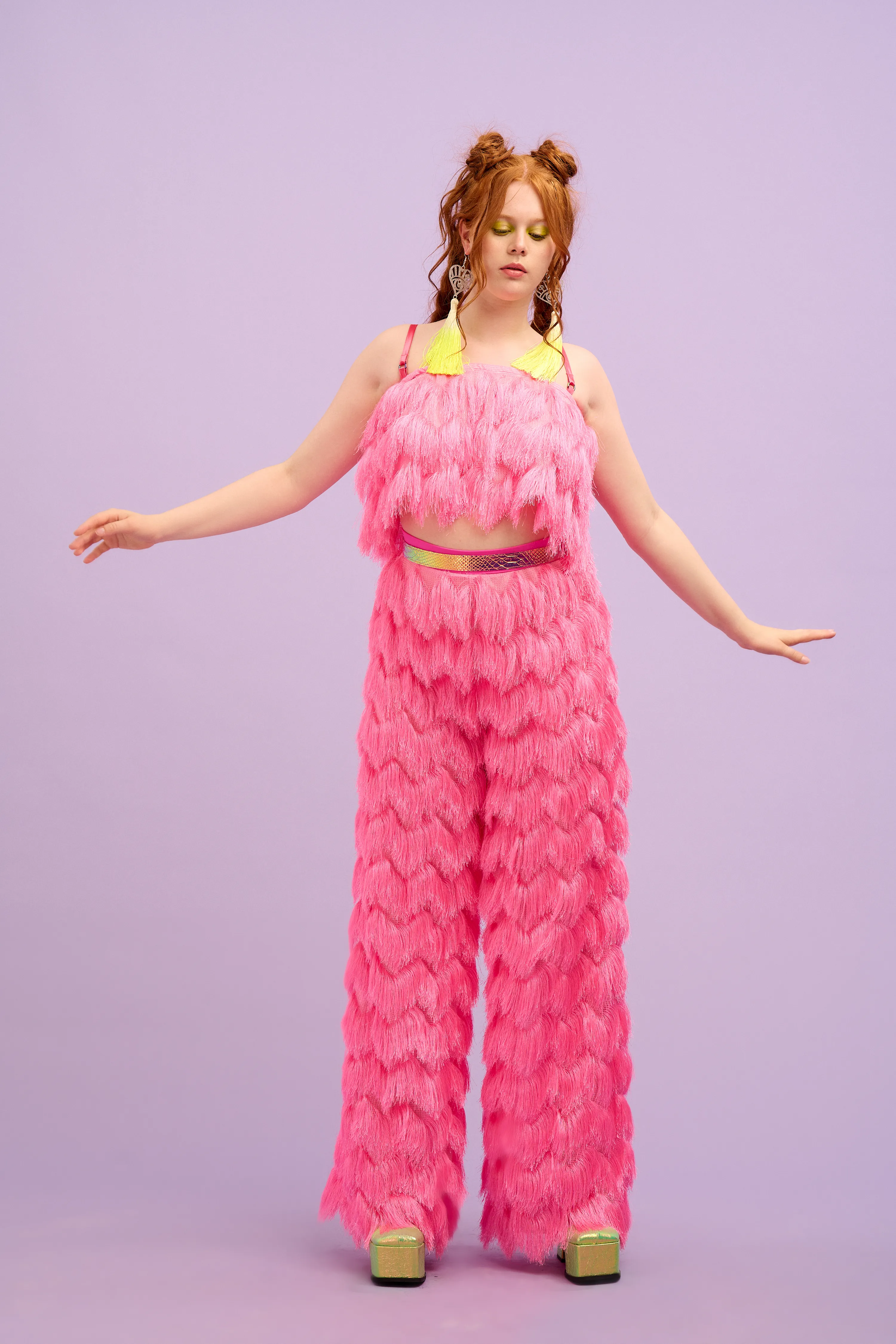 PRE-ORDER - Intergalactic Rodeo - Dallas Fringed Trousers in Hot Pink