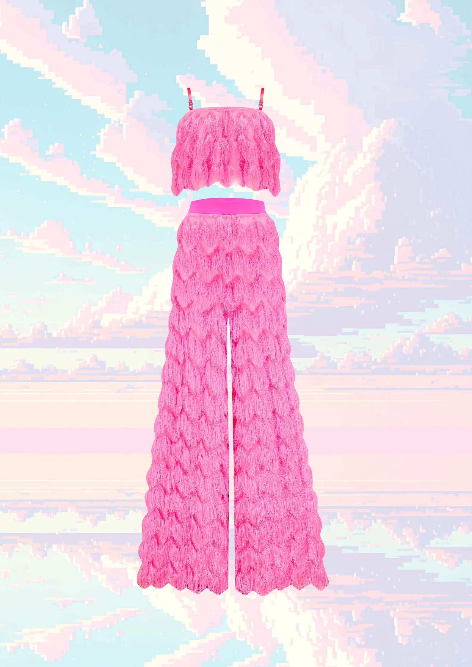 PRE-ORDER - Intergalactic Rodeo - Dallas Fringed Trousers in Hot Pink