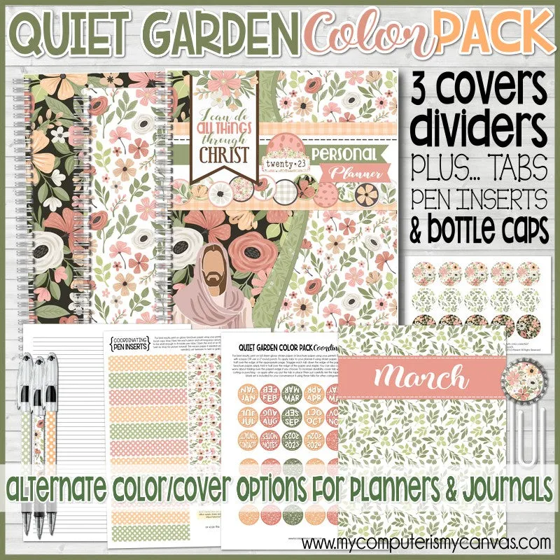 QUIET GARDEN Color Pack {Alternate Covers/Accessories for Planners/Journals} PRINTABLE