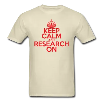 "Keep Calm and Research On" (red) - Men's T-Shirt