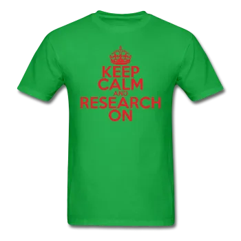 "Keep Calm and Research On" (red) - Men's T-Shirt