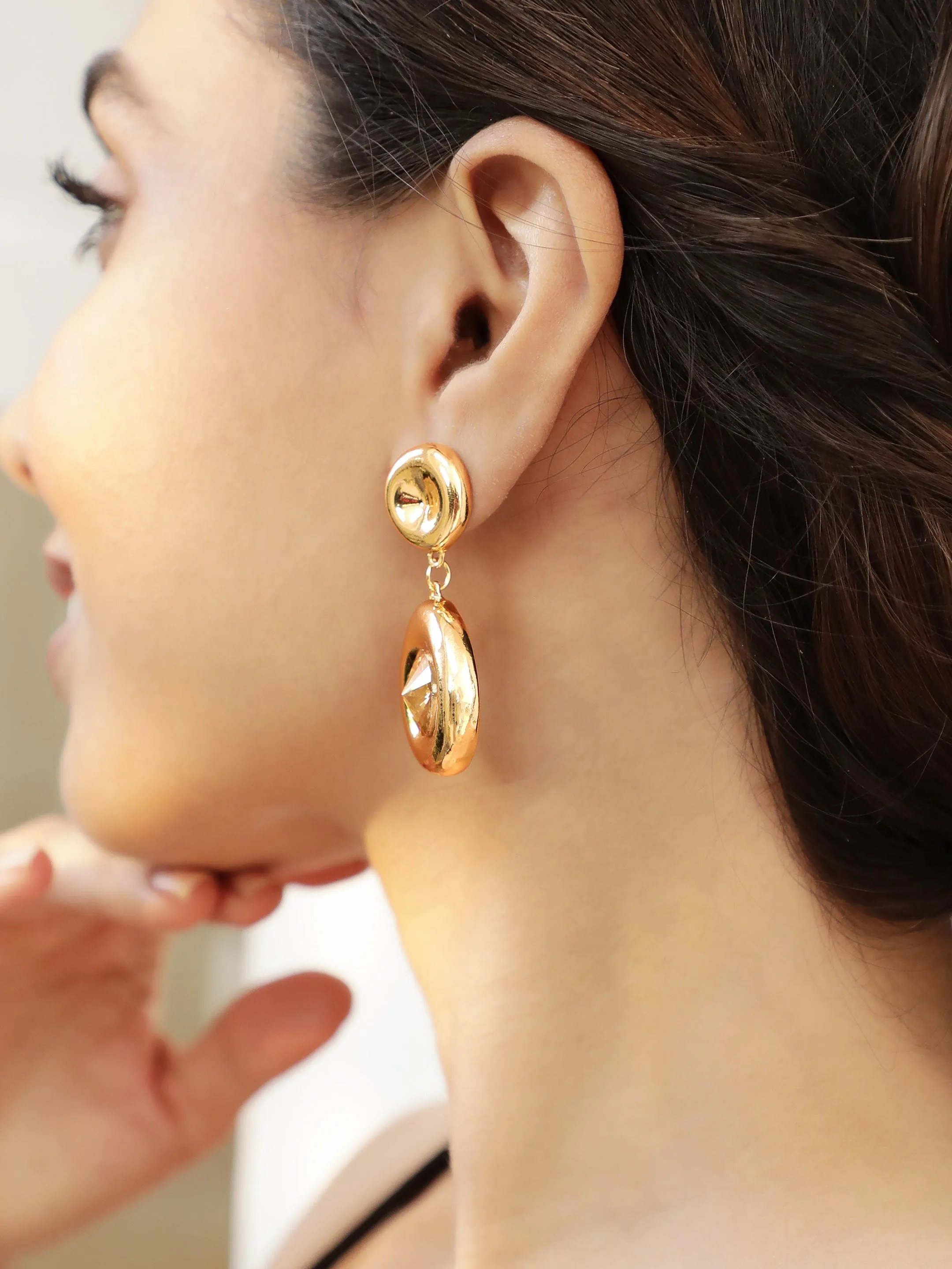 Rubans Voguish Gold-Plated Drop Earrings