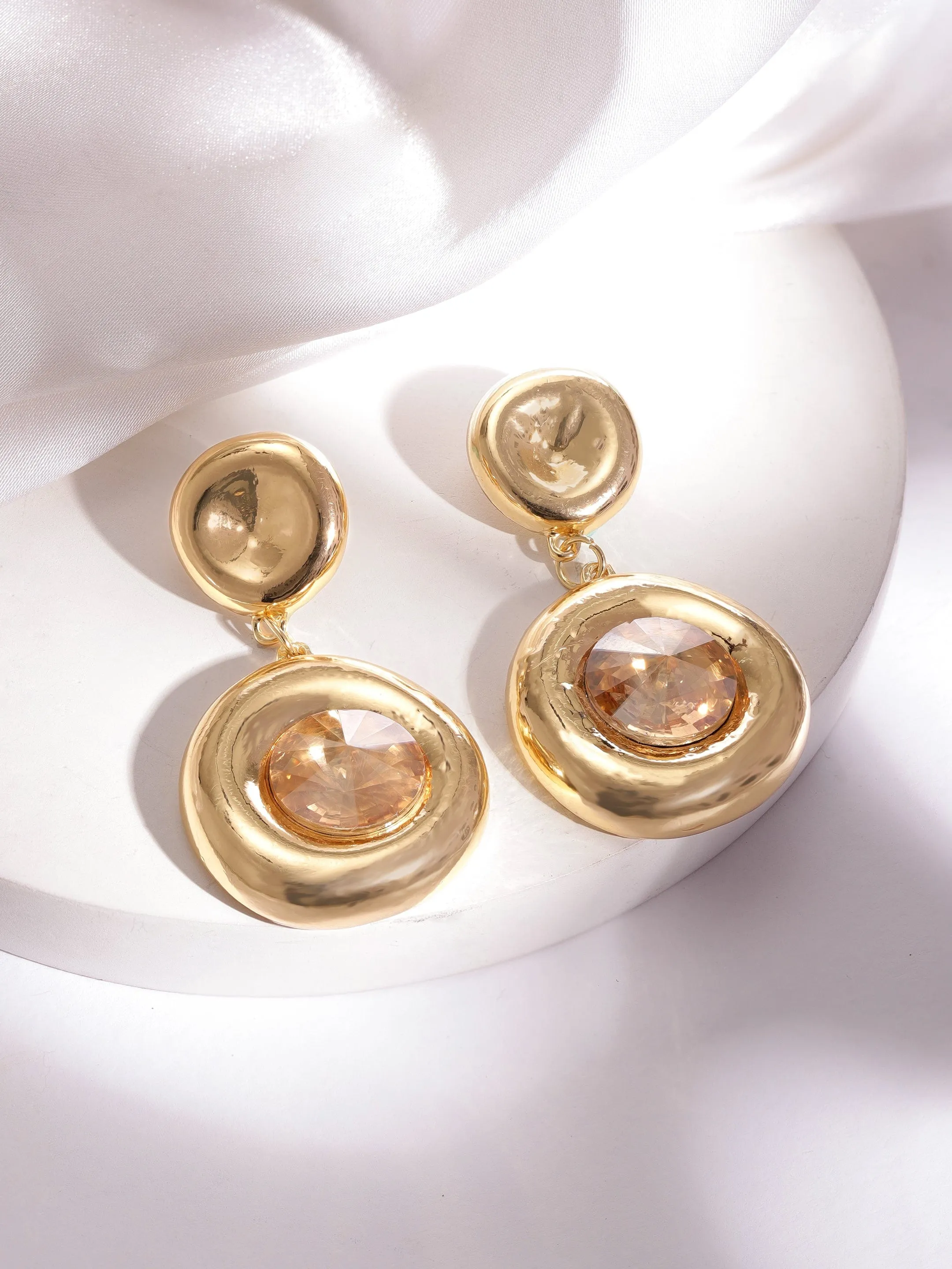 Rubans Voguish Gold-Plated Drop Earrings