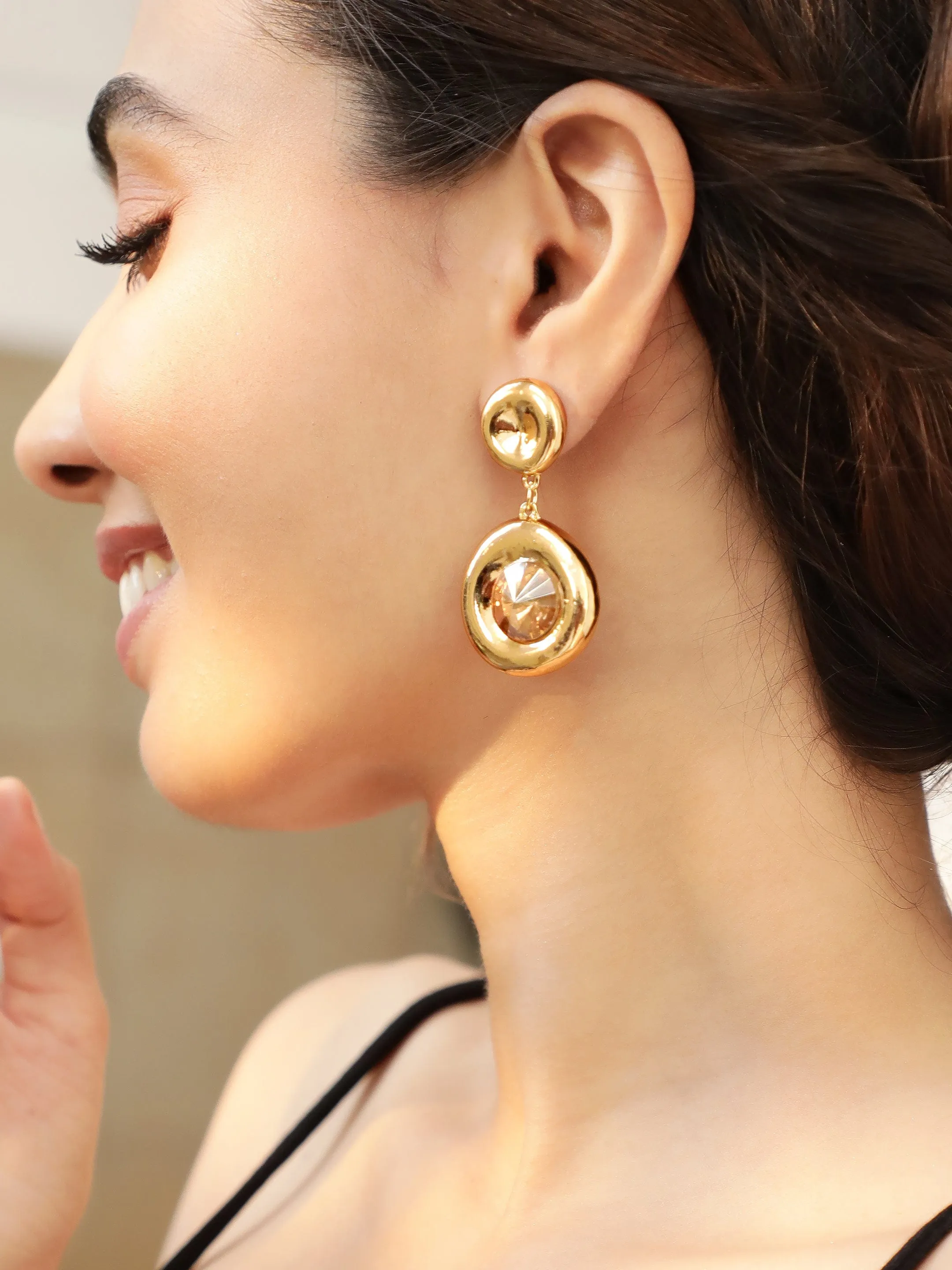 Rubans Voguish Gold-Plated Drop Earrings