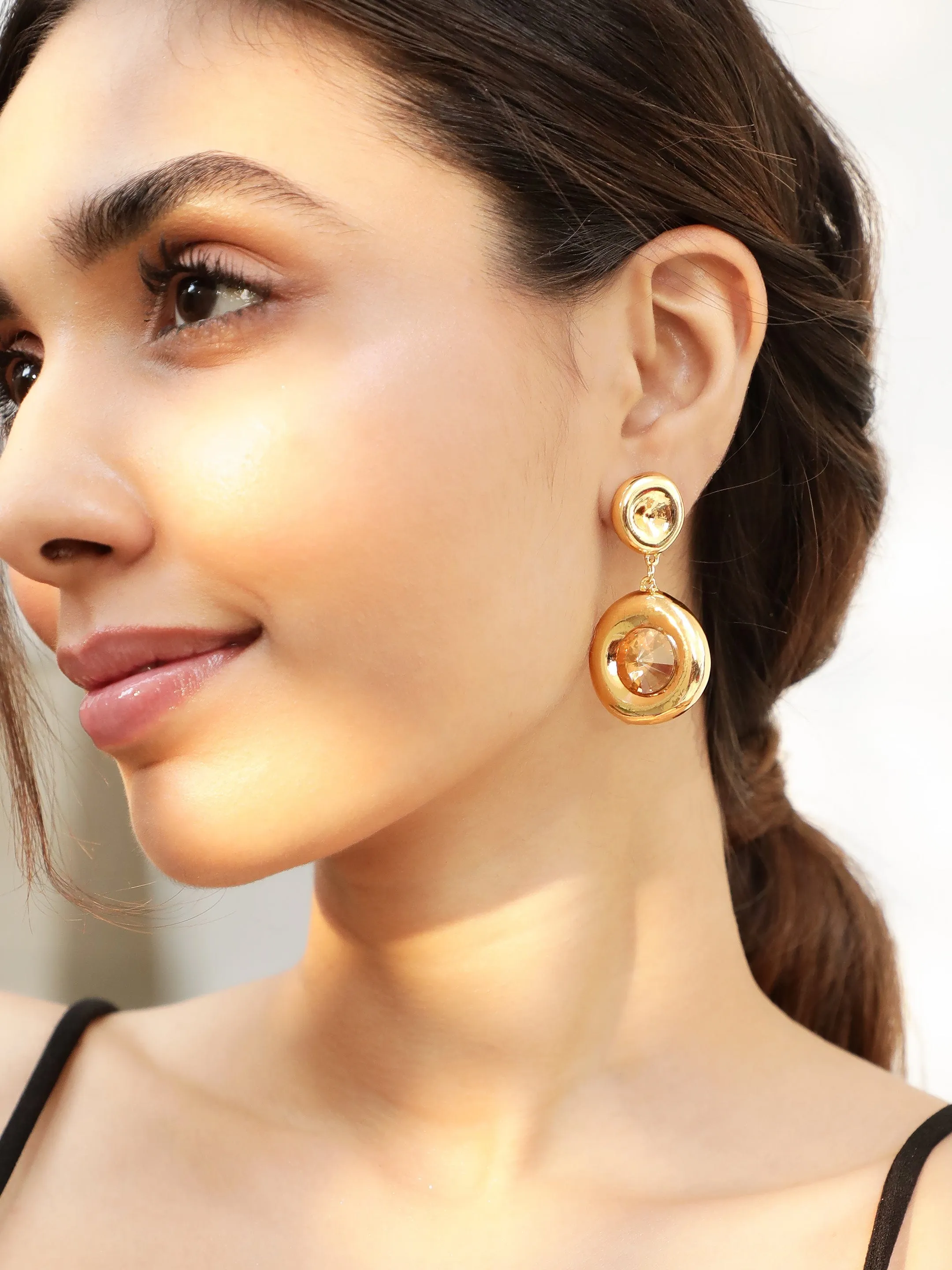 Rubans Voguish Gold-Plated Drop Earrings