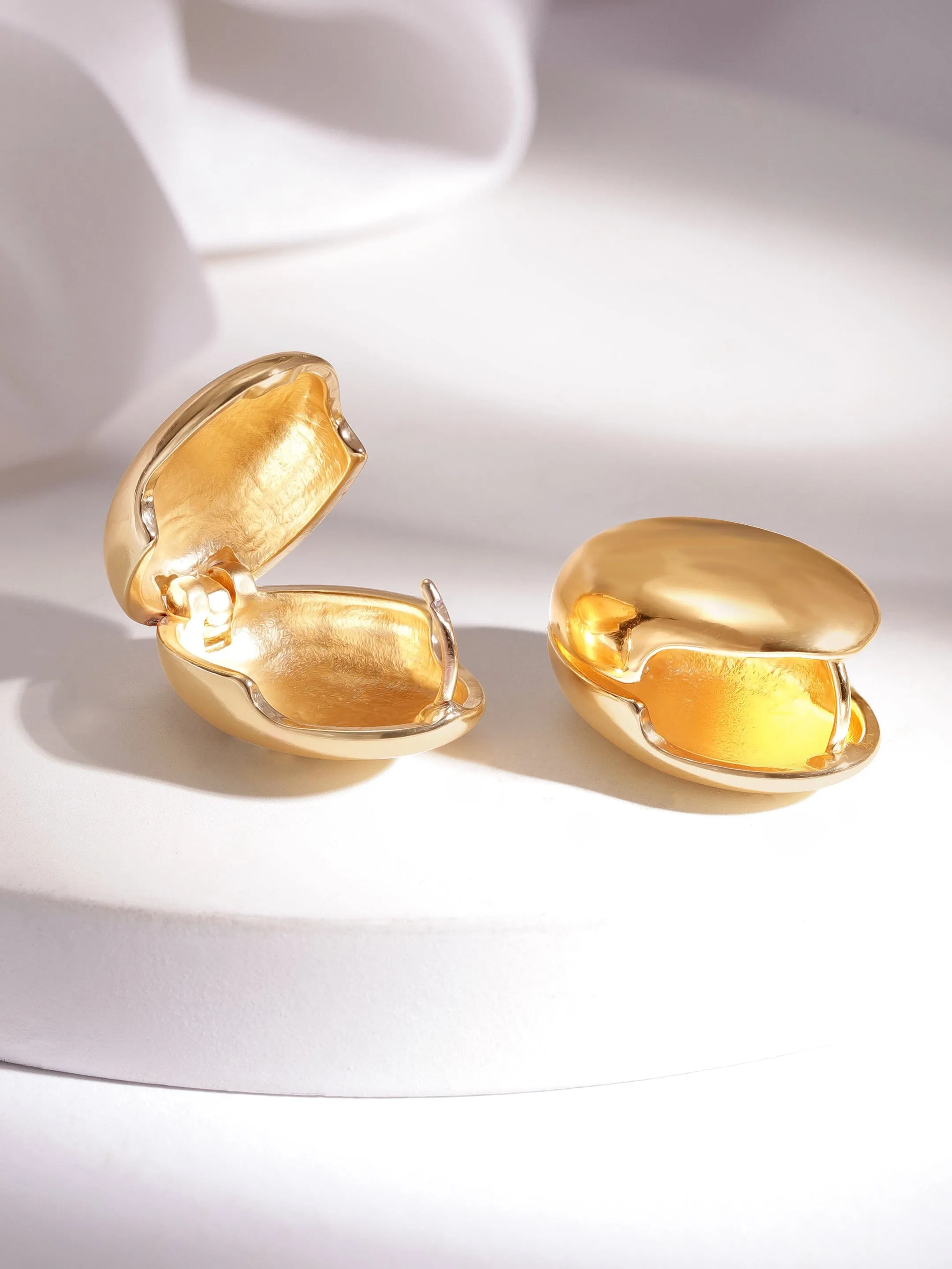 Rubans Voguish Gold-Plated Oval Studs Earrings