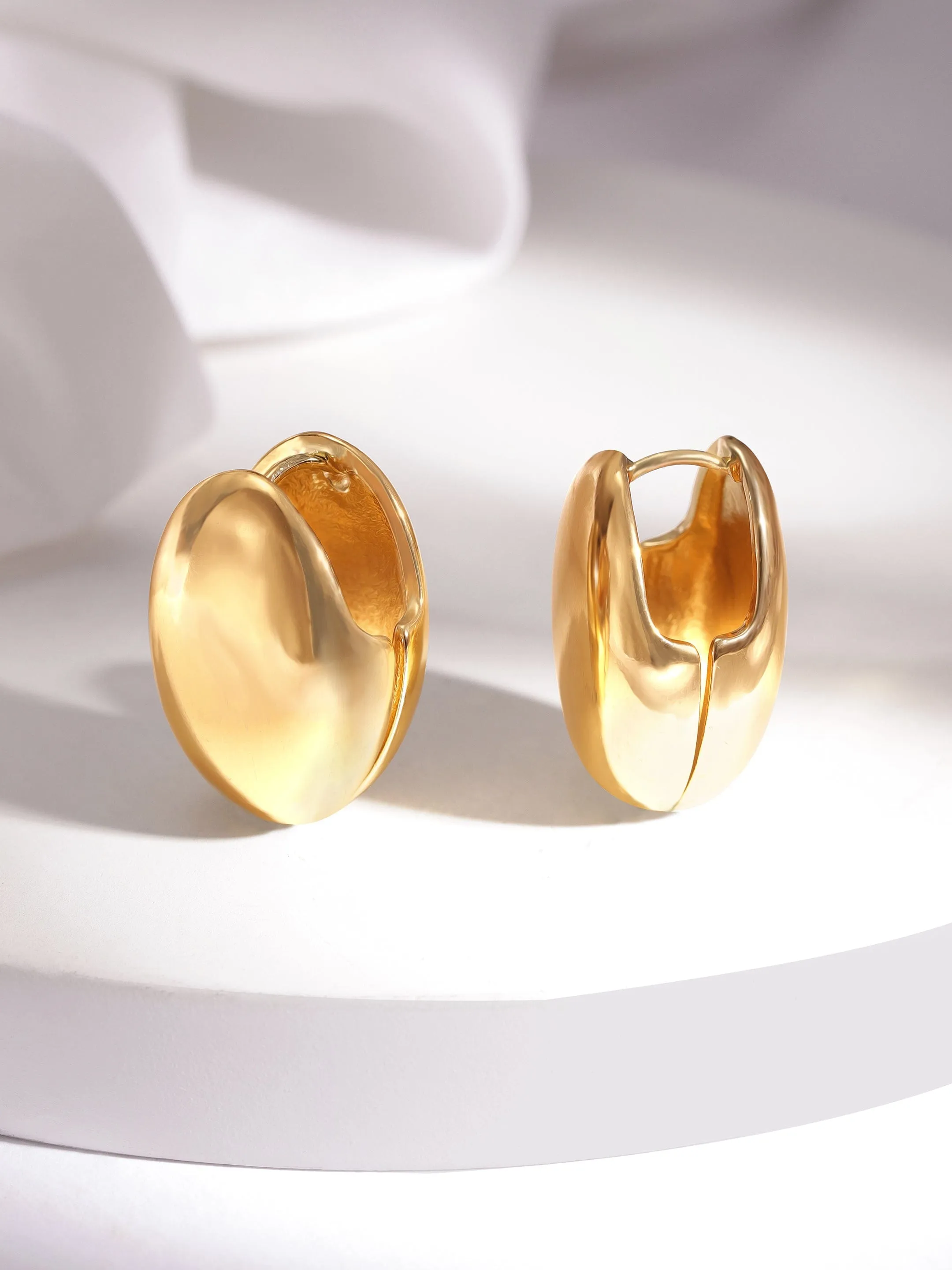 Rubans Voguish Gold-Plated Oval Studs Earrings