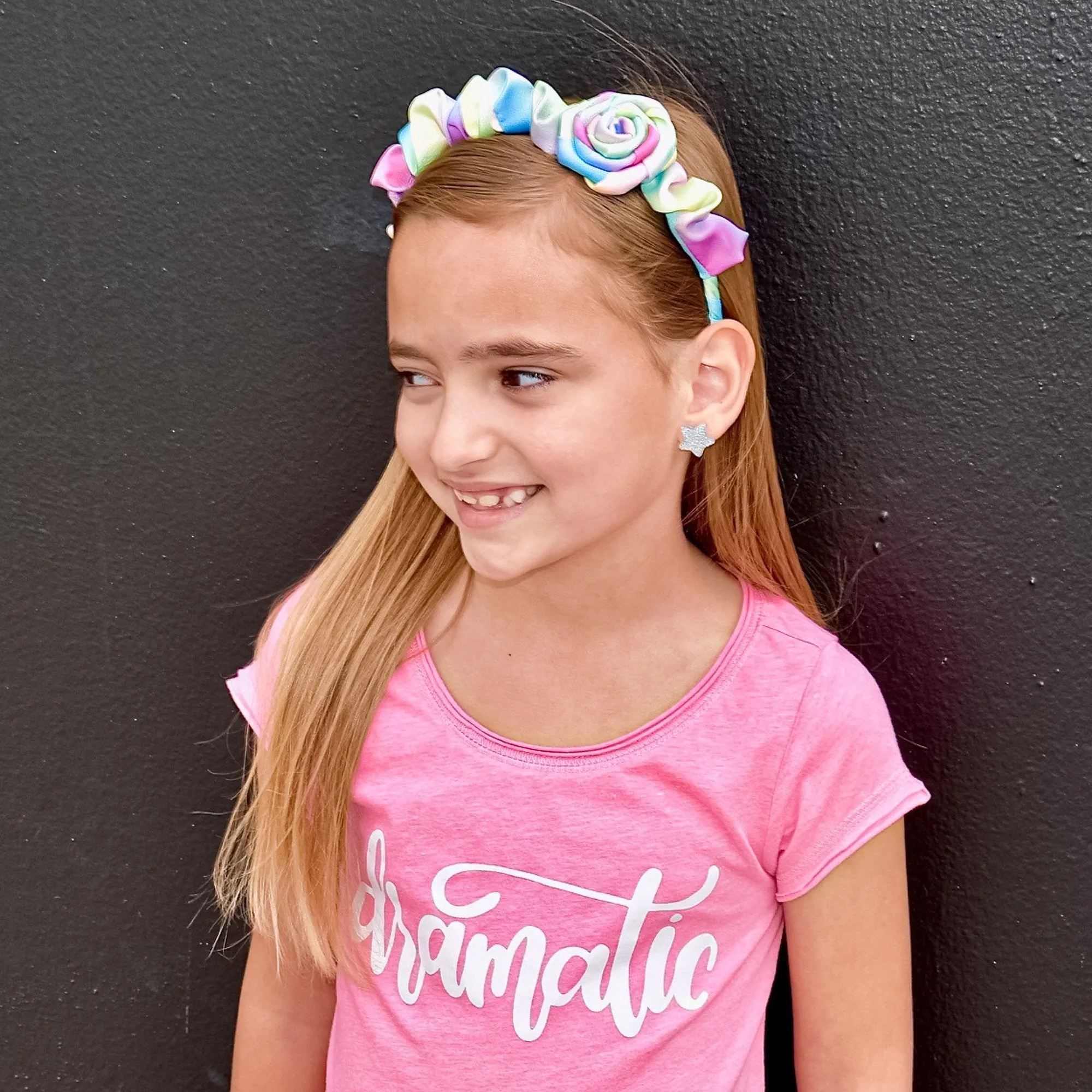 Satin Tie Dye Ruched Rosette Headbands - 2 Pack