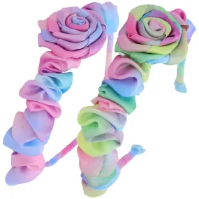 Satin Tie Dye Ruched Rosette Headbands - 2 Pack