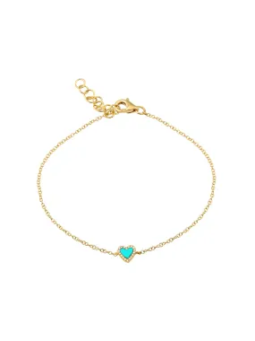 Scarlett Turquoise Heart Bracelet 14K