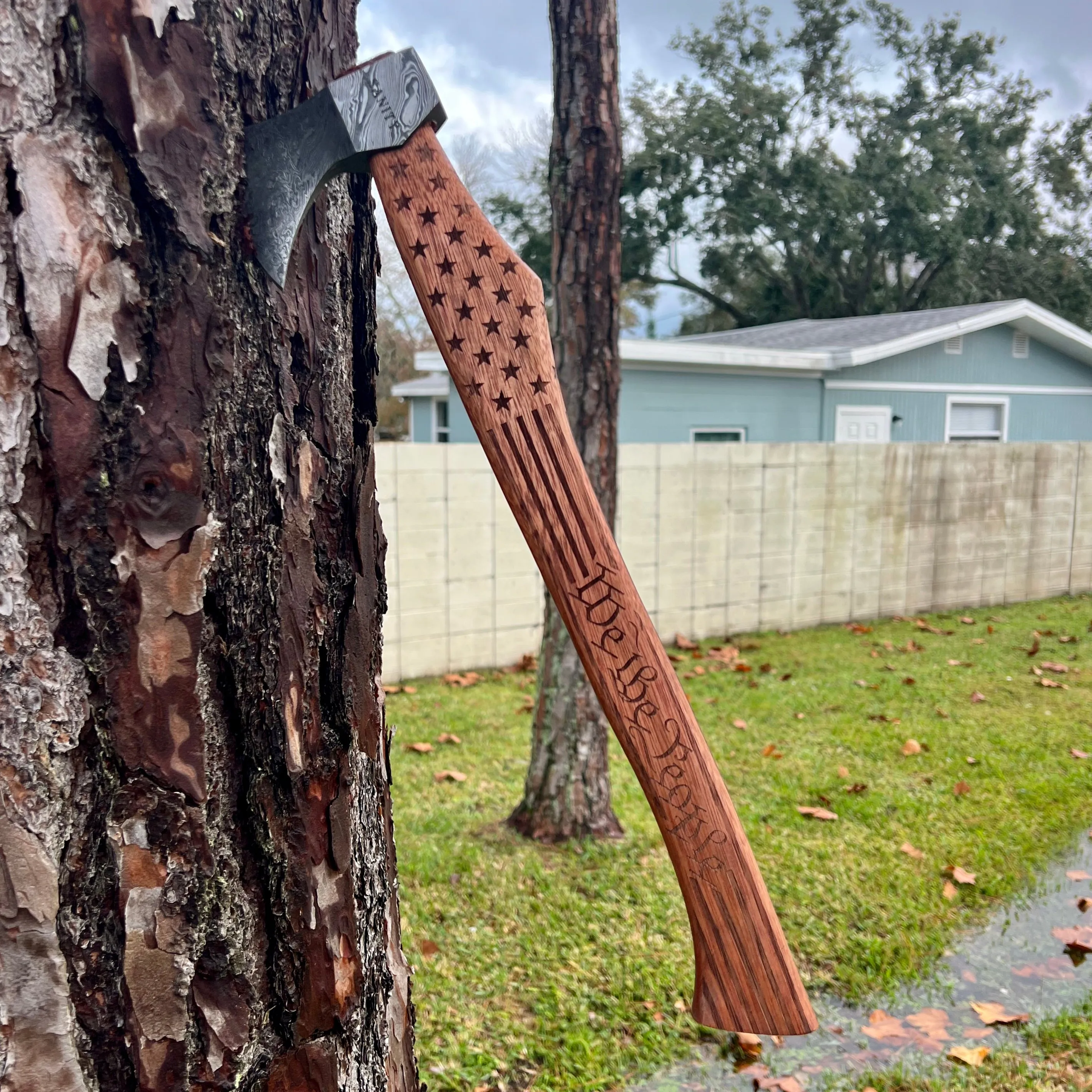 Set of We The People Ball Peen Gavel & Damascus Chopper