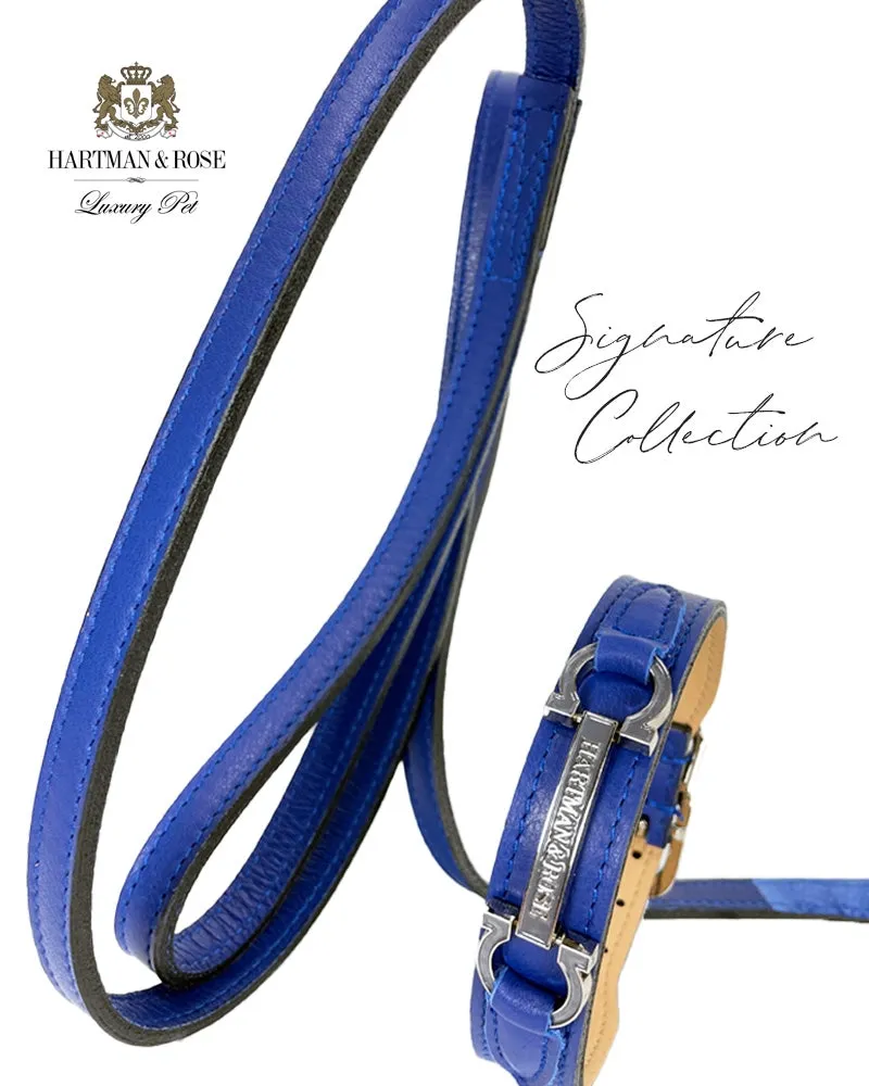 Signature Dog Leash in Cobalt Blue & Nickel