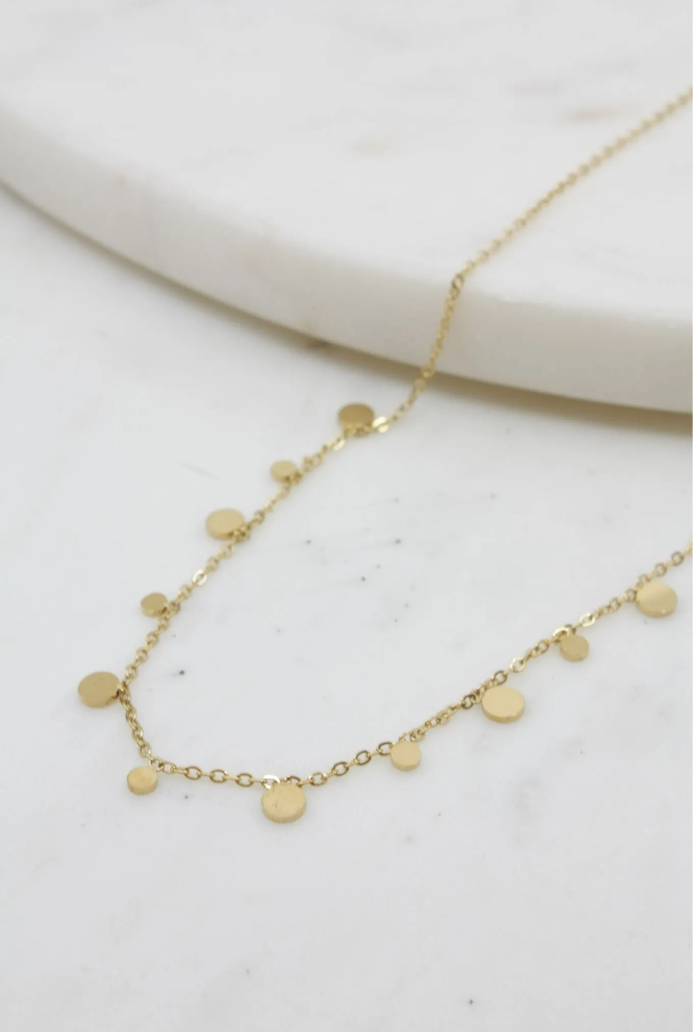 Simple Gold Ibiza Necklace with Small Circles