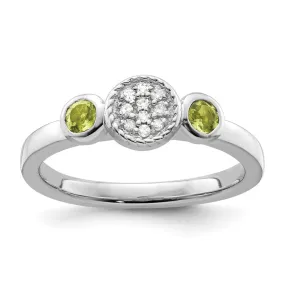 Stackable Expressions Double Round Peridot & Diamond Ring in Sterling Silver